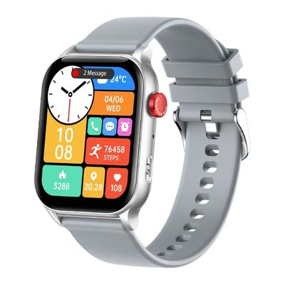 Rainbuvvy KR86 Smart Watch de forma retangular Silver estilo de moda Monitoramento de saúde