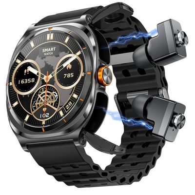 Novo GT98 Ultra Smart Watch Homem TWS Headset 2 em 1 NFC 1.53 '' AMOLED Tracker Saúde