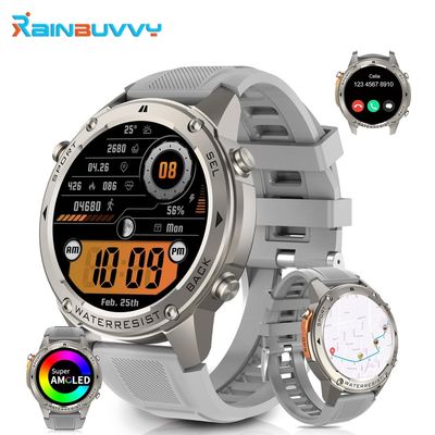 1.43' HD Display de grau militar Smart Watch GPS Bússola à prova d'água Smart Watch Para Android