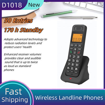 Telefone Fixo Sem Fio LCD de Baixa Radiação D1018 com Função de Chamada Mãos Livres para Escritório ou Casa, Altura aproximada de 21cm/8,27 pol.