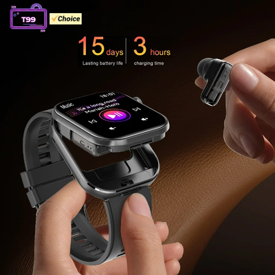 Bom preço. T99 TWS Smart Watch Fones de ouvido sem fio BT5.0 Bluetooth chamada IP67 à prova d'água 300mAh on-line