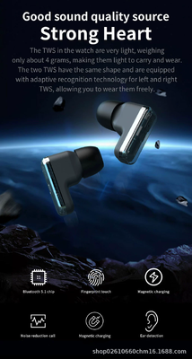 Bom preço. Relógio inteligente 2 em 1 integrado com fones de ouvido sem fio e equipado com monitoramento da frequência cardíaca on-line